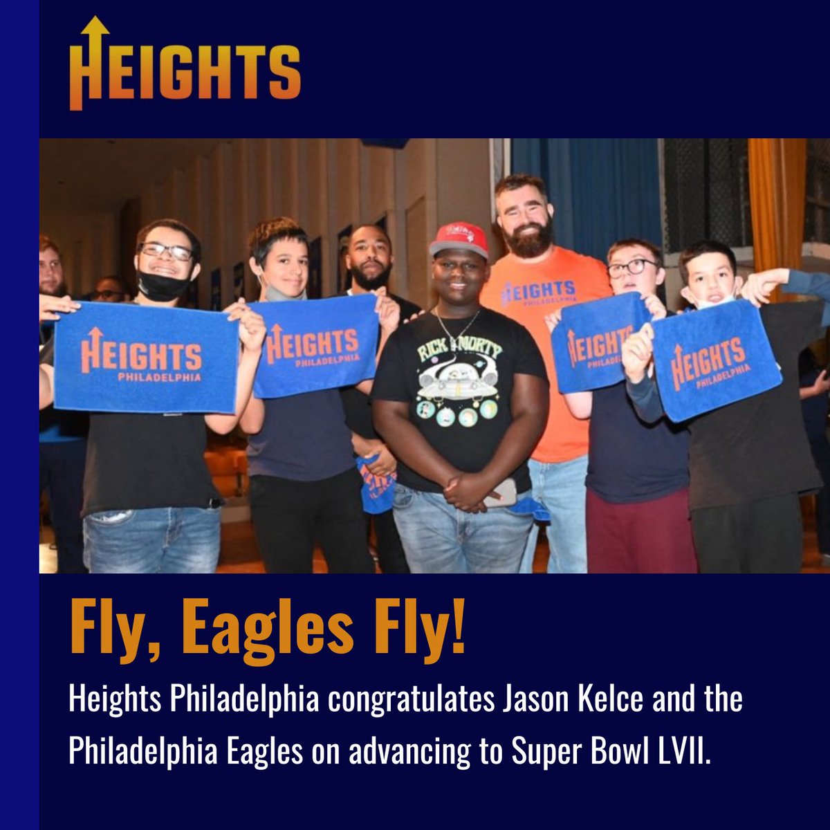 Heights Philadelphia (@heightsphilly) on Twitter photo Congratulations to the <a href="/Eagles/">Philadelphia Eagles</a> for  advancing to Super Bowl LVII! We are grateful for our partnership with <a href="/JasonKelce/">Jason Kelce</a>, <a href="/Underdog_PHL/">Underdog Apparel</a>, and <a href="/BePhillyFndtn/">Be Philly Foundation</a>. Thank you for for rooting for us. We can't wait to root for you! #GoEagles #FlyEaglesFly #HeightsPhilly #ReachNewHeights Congratulations to the <a href="/Eagles/">Philadelphia Eagles</a> for  advancing to Super Bowl LVII! We are grateful for our partnership with <a href="/JasonKelce/">Jason Kelce</a>, <a href="/Underdog_PHL/">Underdog Apparel</a>, and <a href="/BePhillyFndtn/">Be Philly Foundation</a>. Thank you for for rooting for us. We can't wait to root for you! #GoEagles #FlyEaglesFly #HeightsPhilly #ReachNewHeights