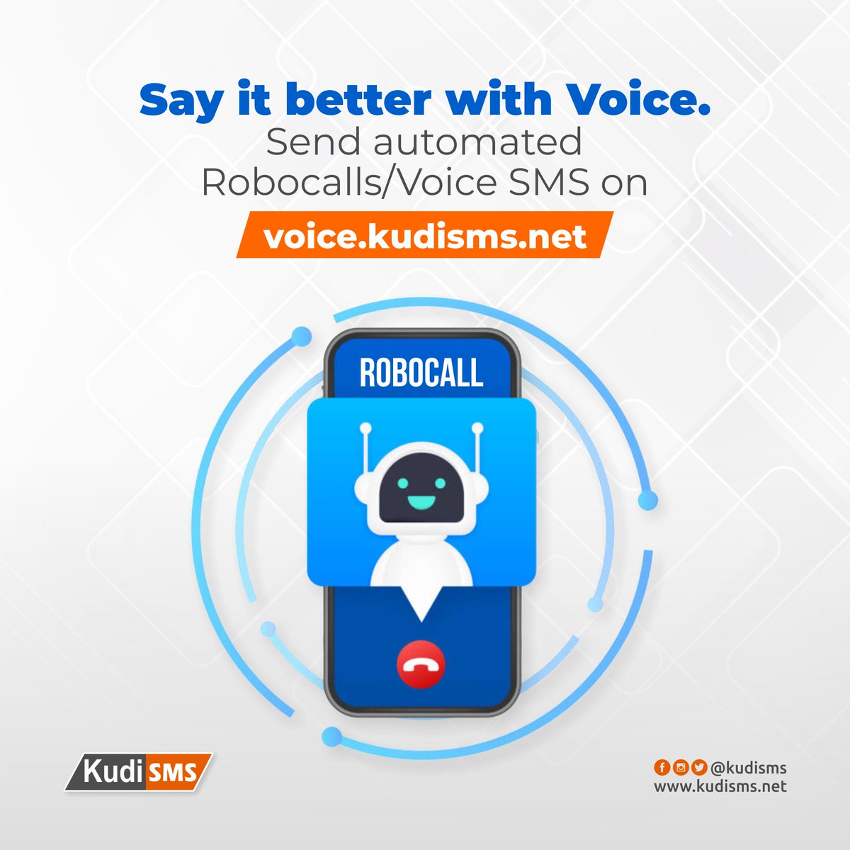 kudisms's tweet image. The @KudiSMS Voice/Robocall Service gives you the opportunity to communicate with your audience with a more personalized appeal as you can upload and send your pre-recorded audio file. 

Your recipients will receive this audio as a Call and hear you speaking.

#VoiceSMS
#Robocall