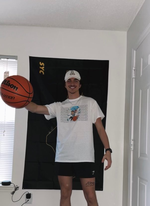 Justin23Bates's tweet photo. Y’all make sure to support @AppStateMBB this Saturday for our conference matchup against JMU at 4 PM. Be sure to wear white as this is our white-out game! Show up, stay late, and as always #TakeTheStairs Link for the t-shirt below! @appstatesports https://t.co/8818s2NcoX