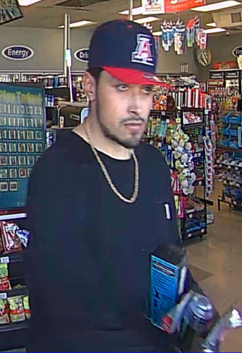 ROBBERY: On 01/24/23, the male in the LA hat robbed an employee at Circle K (2450 E Grant Rd). The other male and female are associated with the robbery suspect. If you recognize anyone please contact 88-Crime. You can remain anonymous.