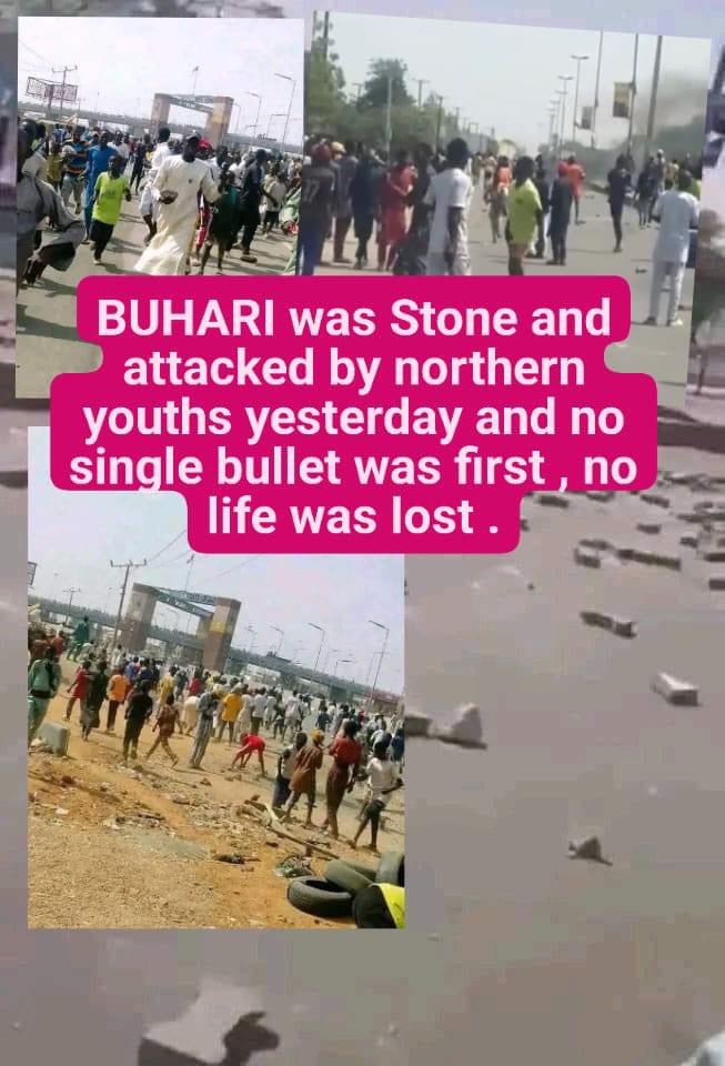 ChinasaNworu's tweet photo. #Buhari was stone &amp;  attacked by Northerners nobody shot them , if #Biafrans say on Facebook , Buhari stop killing Biafrans &amp; release their leader #MNK he will order for a massacre of Biafrans,  many will be abducted &amp; killed . One #Nigeria is evil. Double standard at its peak. https://t.co/ZRtGHowzi6