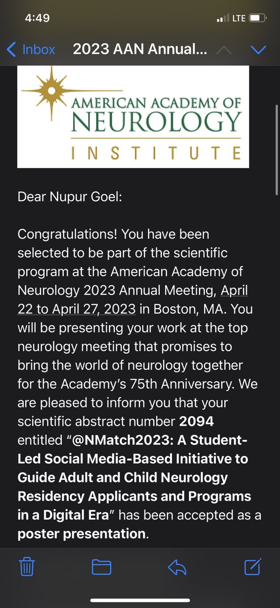 Nupur Goel, MD (@mdgoels) on Twitter photo So excited to be presenting at the <a href="/AANmember/">American Academy of Neurology</a> national conference with my fellow @NMatch2023 members in April! 🧠❤️🤩 #neurotwitter #MedTwitter #Neurology #medicine So excited to be presenting at the <a href="/AANmember/">American Academy of Neurology</a> national conference with my fellow @NMatch2023 members in April! 🧠❤️🤩 #neurotwitter #MedTwitter #Neurology #medicine
