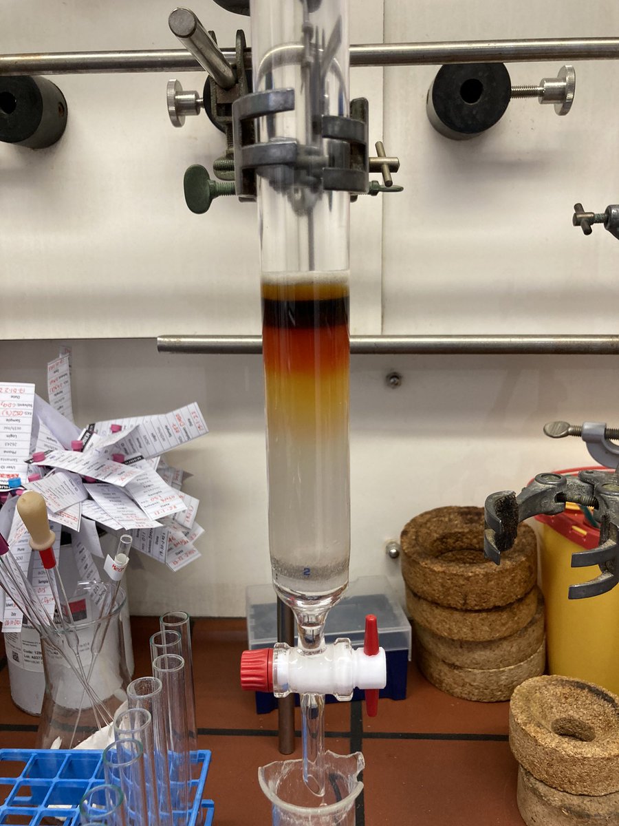 Rajkumar_ios's tweet photo. A colourful satisfying #flag column chromatography  🇩🇪 
Can anyone guess the reaction? https://t.co/fwMMlYFIvf