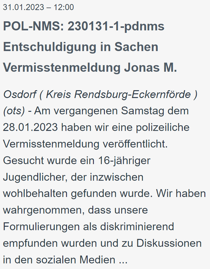 coronareise_at's tweet photo. @LyllithB @TheManiac2424 @orlando1678 @LarissaNiko @epa_nit @finally_estelle Ach, komm #Lylli, das kannst du besser. :-(

Blöd für deinereins, dass die Polizeidirektion Neumünster die angegriffene Pressemeldung vom Netz genommen u 2 Pressemeldungen mit dem richtigen Namen u dem richtigen Geschlecht publiziert hat - ganz gesetzwidrig, gelle?
!B https://t.co/Lw6xo3QsuL