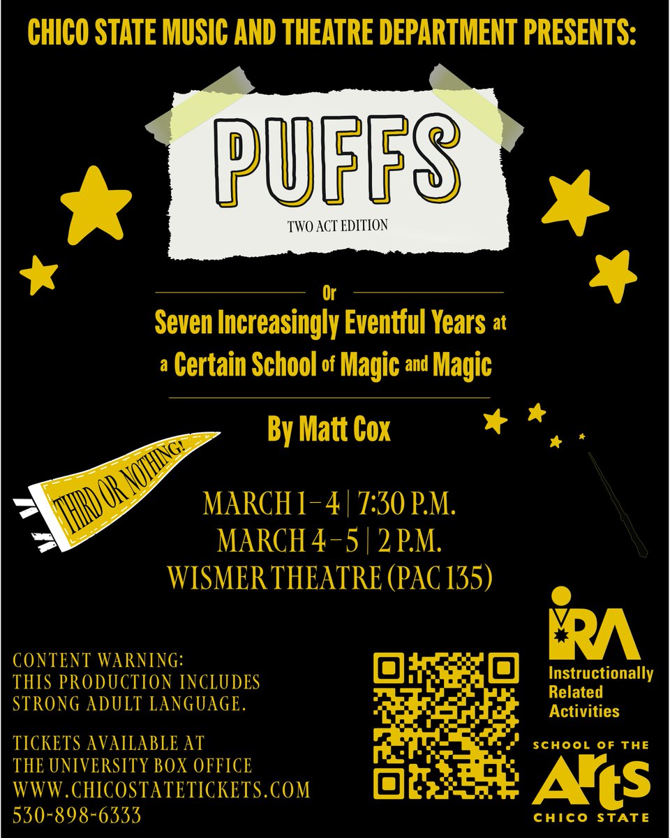 ChicoStateSOA's tweet photo. Puffs, our spring theatre production, is just one month away! Get your tickets now! 

Learn more here: https://t.co/NnRCemSBX5 https://t.co/TdMerYC7Zh