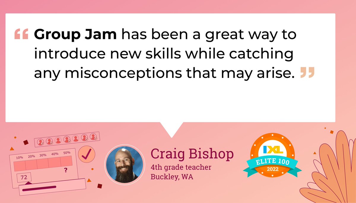 IXLLearning's tweet photo. Gauge students' understanding in real time with Group Jams: https://t.co/BVcpU17Tlt #IXLElite100 https://t.co/H0xITyVwD2