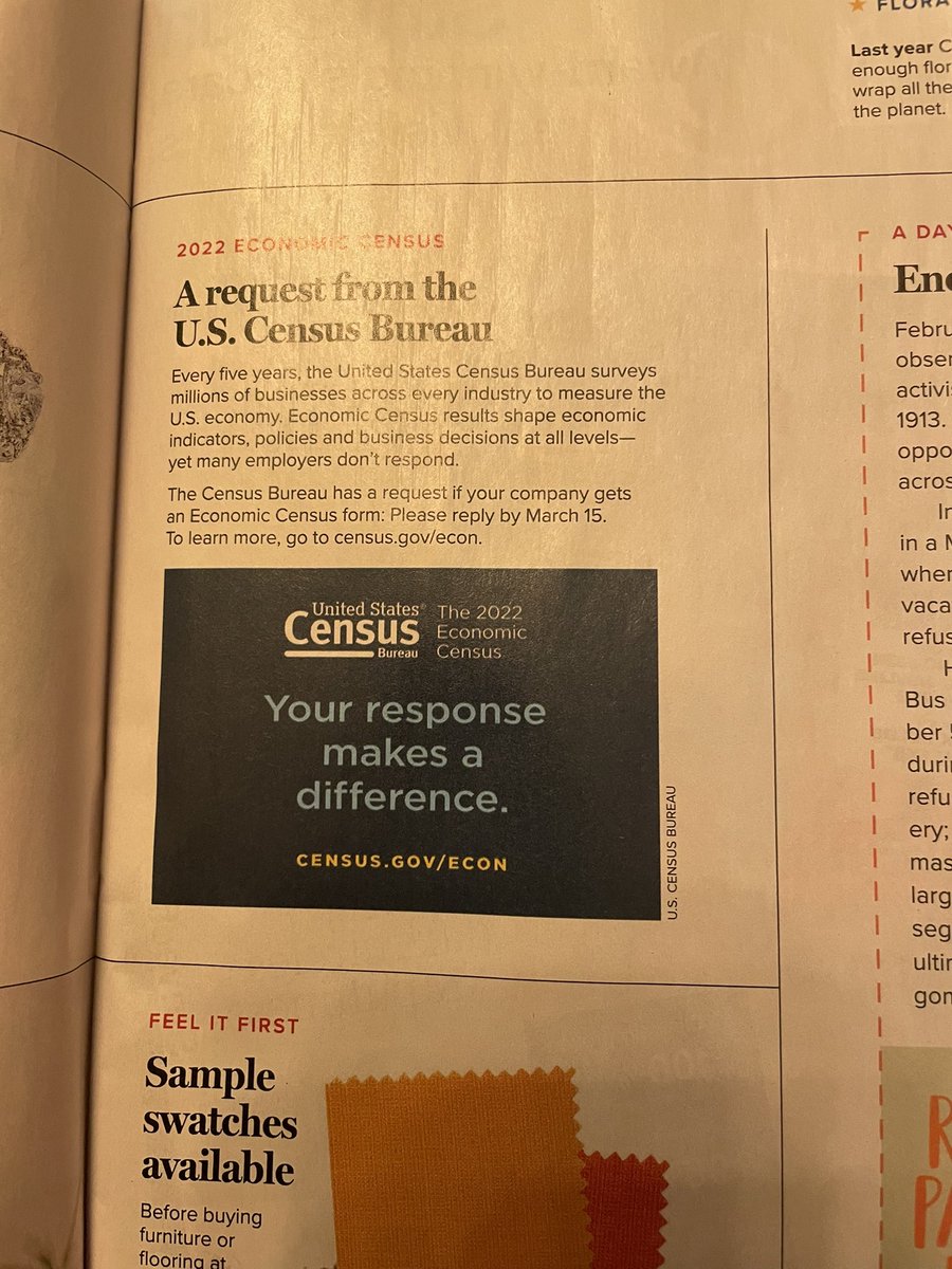 Marimar_Malagon's tweet photo. Thanks @Costco for promoting the #economiccensus on your latest #costcoconnection issue. Starting today millions of businesses in the US will receive the Econ Census form helping us having a full portrait of the economy. https://t.co/CNXTLWF947