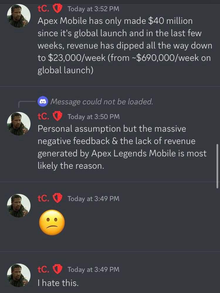 JokaiUchusen21's tweet photo. God no no no noooπππ, this can't be happening, ahhπ, and they're not giving refunds
#ApexLegends #APEXmobile #ApexMobileγγ¬γ³γει #GoodbyeApexmobile https://t.co/ksMMrH4jRh