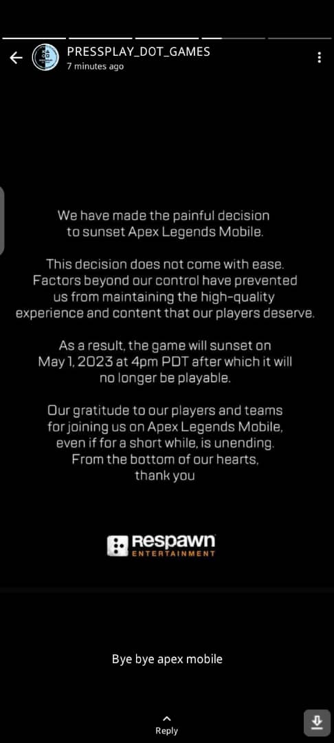 JokaiUchusen21's tweet photo. God no no no noooπππ, this can't be happening, ahhπ, and they're not giving refunds
#ApexLegends #APEXmobile #ApexMobileγγ¬γ³γει #GoodbyeApexmobile https://t.co/ksMMrH4jRh