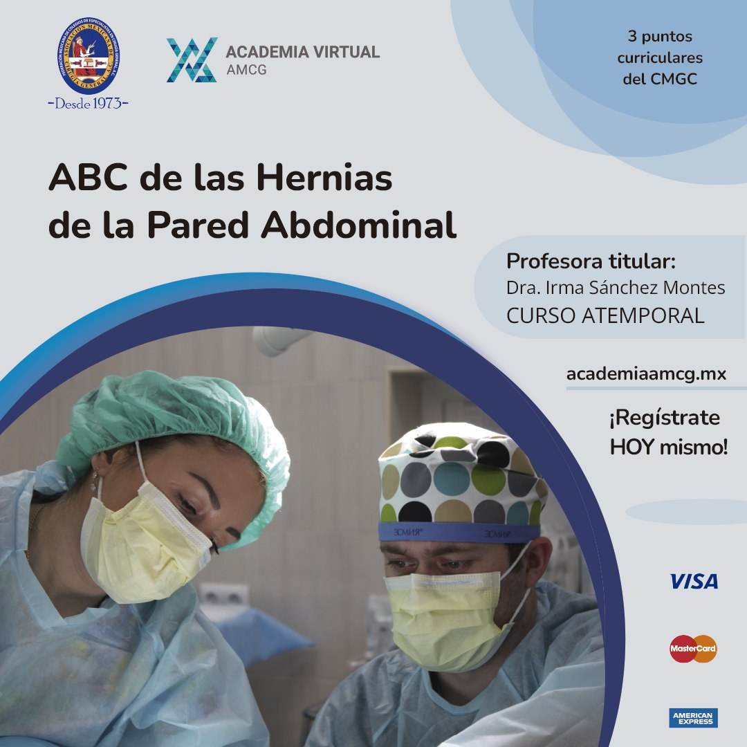 amcgmx's tweet photo. Te invitamos a inscribirte al curso atemporal "ABC de las Hernias de la Pared Abdominal", impartido por la Dra. Irma Sánchez Montes. 👩🏻⚕️

¡Recuerda que tenemos descuentos especiales para asociados! 🙌🏻

Ir al curso 👉🏼 https://t.co/pWZQBBnQUY https://t.co/Z51I2diXdf