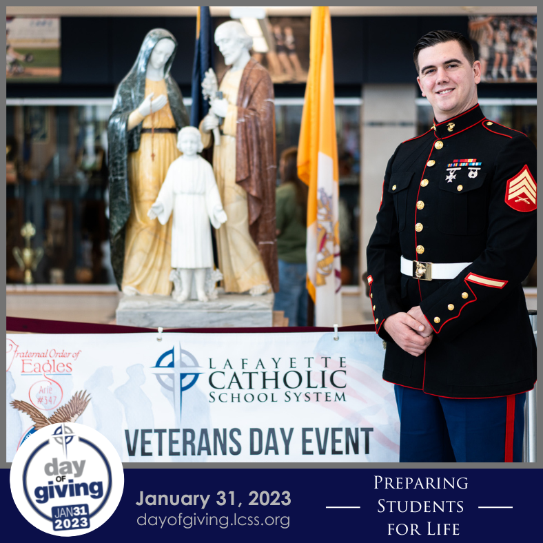 lafacatholic's tweet photo. LCSS honors our veterans each year with excellent programing, including highlighting local and CC alumni veterans. Support programming that connects our community and history to our students. Make a gift today. #PreparingStudentsForLife #LCSSDayofGiving https://t.co/sVOEfSe3WC https://t.co/jFLPw3KPIZ