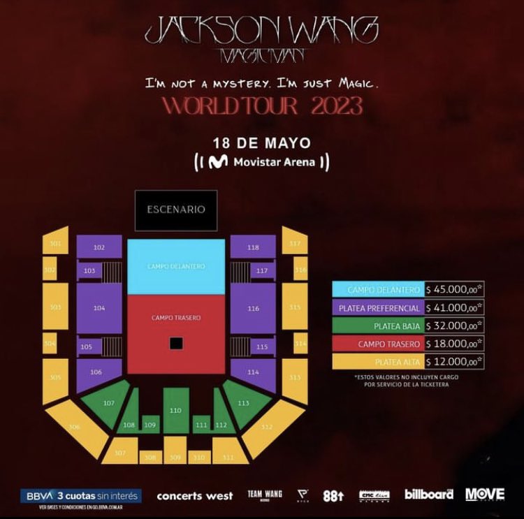The Eras Tour Argentina on Twitter "Estos son los precios para la fecha de Jackson Wang en