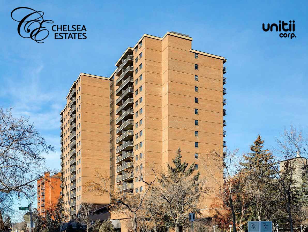 Unitiicorp's tweet photo. Unitii is very proud to announce our FIRST acquisition, Chelsea Estates, located in the beltline, a vibrant community in Calgary, Alberta. Iconic 179 unit building has approximately 11,000 sq. Thank you to our team and our partners for their hard work and support. #unitii #yyc https://t.co/hBwTGycVZ5