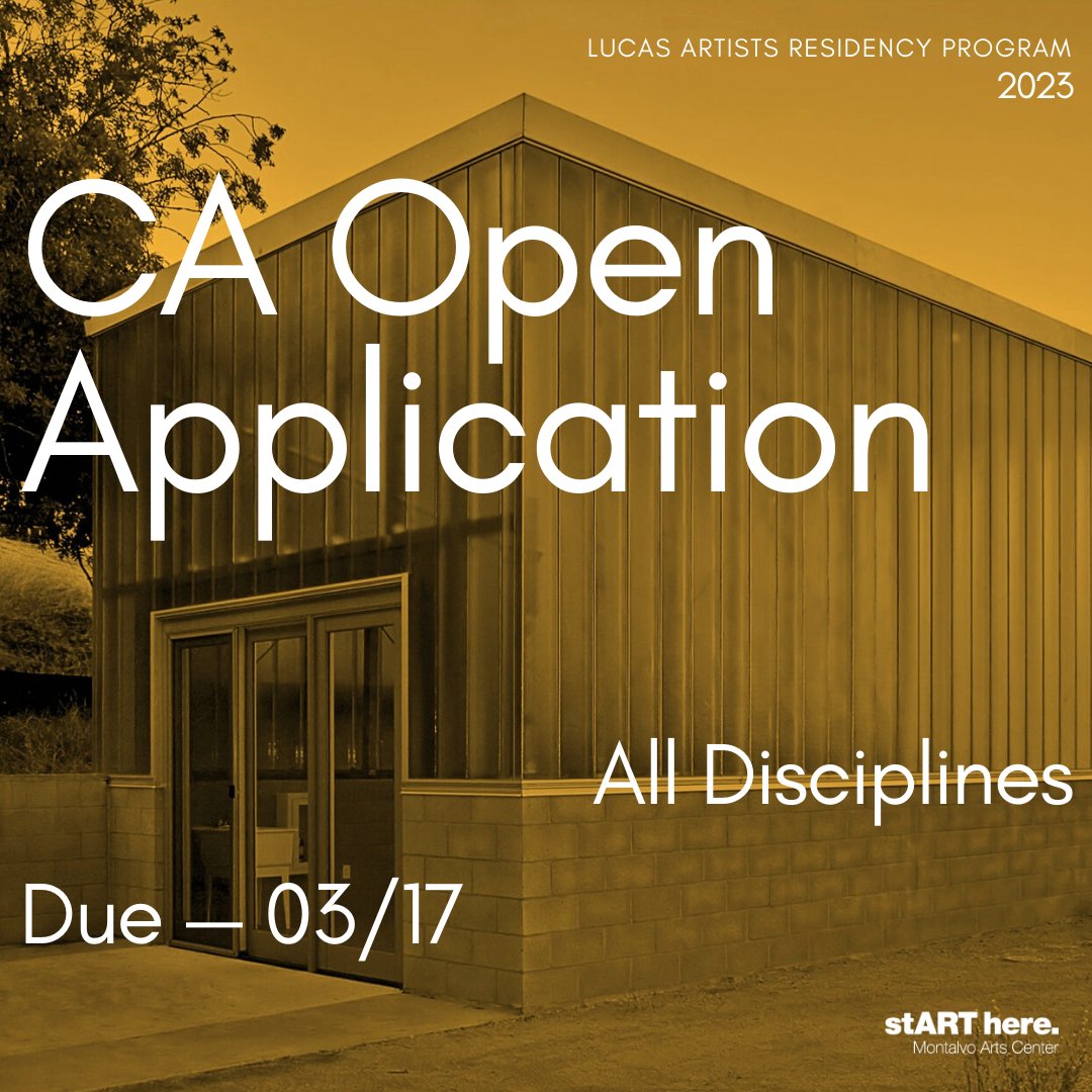 Open call for California #artists in all disciplines! Apply to our Sally &amp; Don Lucas Artists #Residency Program. Deadline is March 17. <a href="/LucasArtRes/">Lucas Artists Residency Program</a> 
montalvoarts.org/open-call/