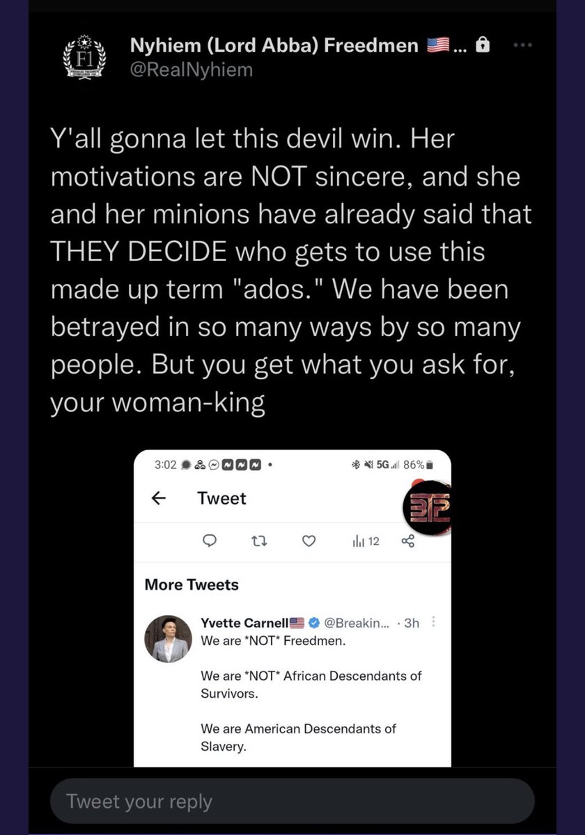 indiandollbacup's tweet photo. @FezNyheim pls tell you’re owner that we, #BlackAmericans, respectfully dgaf #fr33dmenfail #lordabba is a Reparation Obstructionist. I would tell him myself but as you can see 😭😭😭😭 https://t.co/EwyKIGEuxV