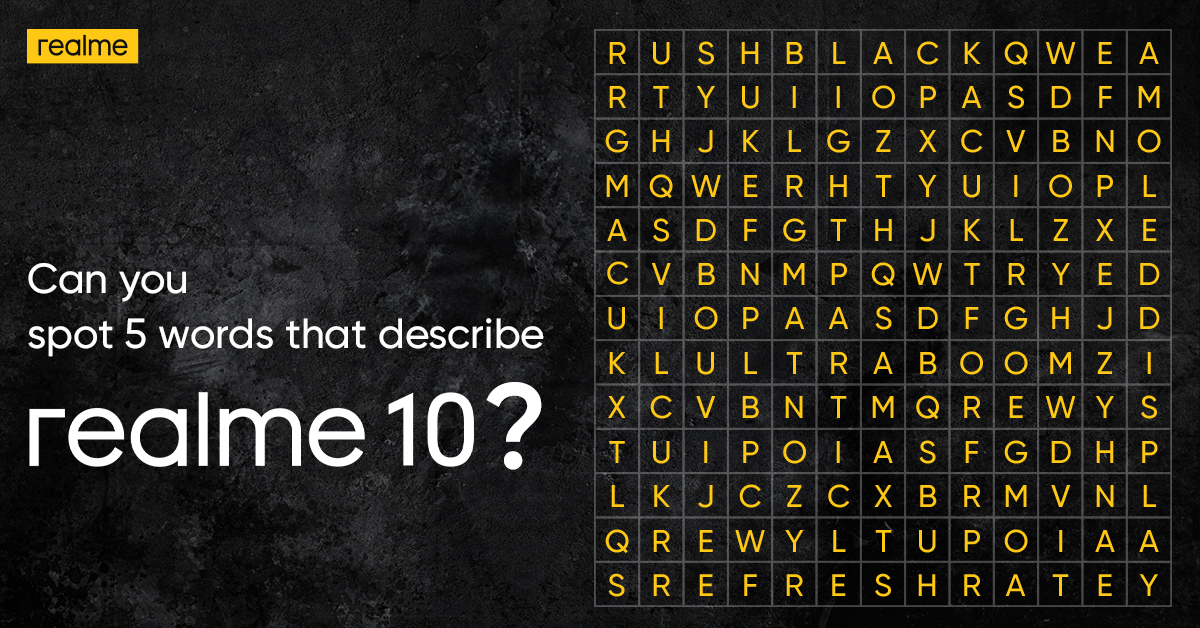 realmeIndia's tweet photo. An epic game for the epic one! Find words that make #realme10 the Terminator! Let us know your answers in the comments.
#EpicPerformanceNewVision #Puzzle https://t.co/ILeOSMRCcF