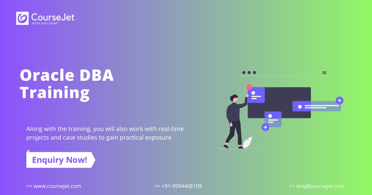 course_jet's tweet image. Build your bright career in the Oracle Database Administration field by learning the Oracle Database course from CourseJet.
Enroll Now : coursejet.com/oracle-dba-tra…
Call Now : +91-9994408109
#OracleDBA #Oracledbatraining #Oracledbaonlinetraining #coursejet