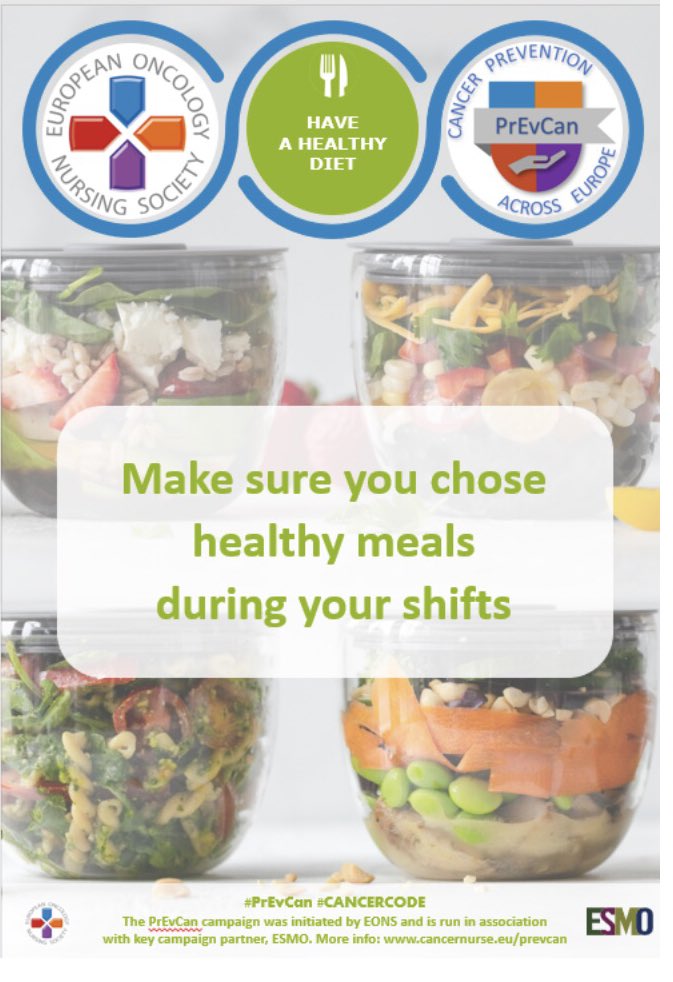 We continue the PrEvCan campaign to raise awareness on cancer risk factors. During February we will focus on healthy diet. As health care providers we need to look after our own health #PrEvCan #CANCERCODE <a href="/KRannus/">Kristi Rannus</a> <a href="/myESMO/">ESMO - Eur. Oncology</a> <a href="/OncoAlert/">OncoAlert</a> <a href="/MichaelaPopelk1/">Michaela Popelkova</a>