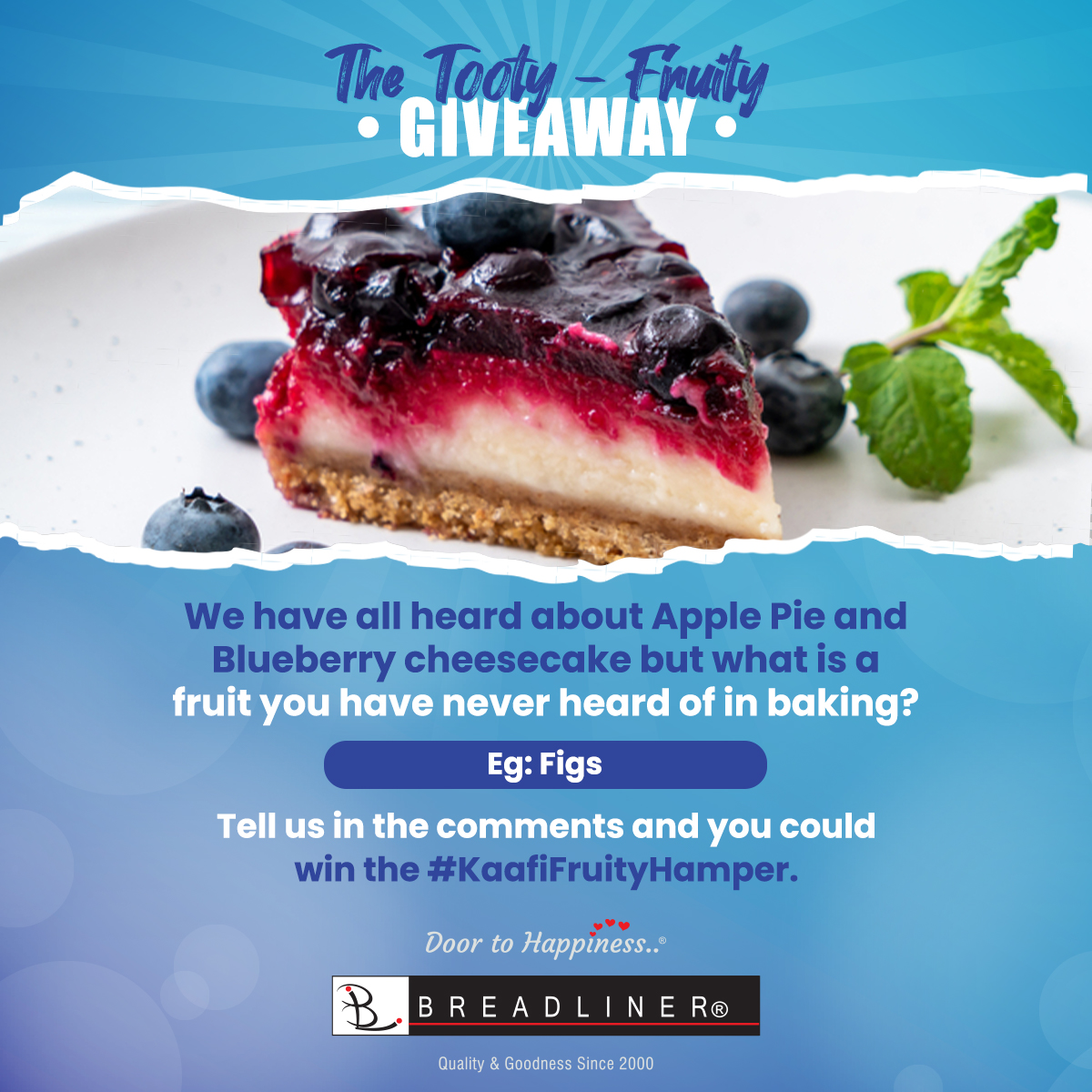 Breadliner1's tweet photo. #KaafiFruityHamper!! 🎉
Step 1: Like and Share this post. Leave a like on our page as well.
Step 2: Comment down your answer below.
Step 3: Follow us on our social media.
Step 4: Invite and tag 3 friends! 👥

5 winners will get a dm and sent the Hamper.

#breadlinergiveaway https://t.co/TZZzJn4FmN