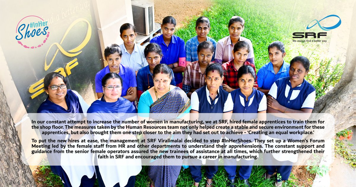 srflimited's tweet photo. Before we started this program, we knew promoting gender diversity within manufacturing, a male-dominated industry will be a herculean task. Kudos to the HR team at Viralimalai who decided to step #InHerShoes to take radical steps and challenge the status quo.
#LifeAtSRF https://t.co/g4W2i69F32