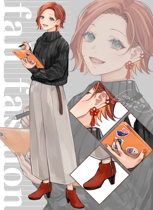 投稿し忘れていた秋服の絵顔がいい感じに優しく描けて気に入ってる 