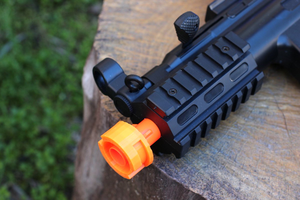 Blasters3D's tweet photo. Blasters3D Modulus Barrel Adapter (Type I) for MP5K Water Bullet Gun (Gel Blaster) https://t.co/YPaUxIf1zV Allows You to Use Foam Dart and Foam Ball Muzzle Mods. For Nerf Barrels. #GelBlaster #NerfMod #cosplay #SMG #battlefield https://t.co/64qYAet2yQ