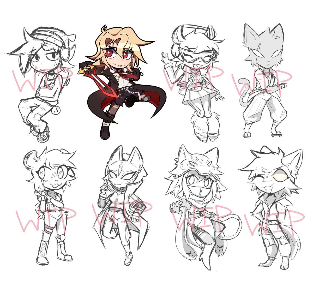 I present a WIP of batch 2 👀 there's still a lot I gotta change, so some stuff may look off/missing but ayy Joni's done 
I'm pretty happy with how they're coming out 🥺

#Fotniteart #Fortnite #JoniTheRed #FortniteRemi #Cuddleteamleader #DjBop #Fennix #FortntieAzuki #fortniteVi