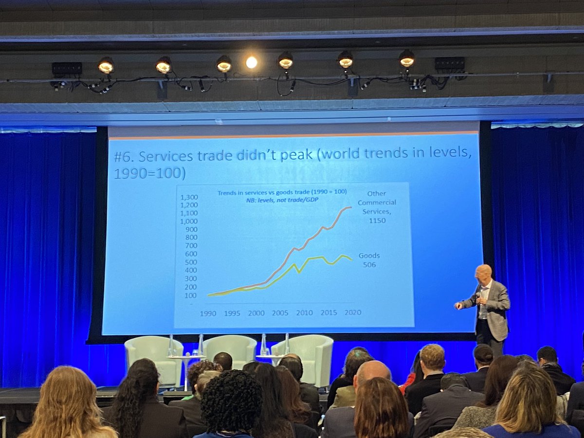 Elwyn Davies (@elwyndavies) on Twitter photo Very thought provoking talk by <a href="/BaldwinRE/">Richard Baldwin</a> on the potential of services during the World Bank retreat for private and financial sector staff. While manufacturing trade has "peaked", services trade hasn't: Very thought provoking talk by <a href="/BaldwinRE/">Richard Baldwin</a> on the potential of services during the World Bank retreat for private and financial sector staff. While manufacturing trade has "peaked", services trade hasn't: