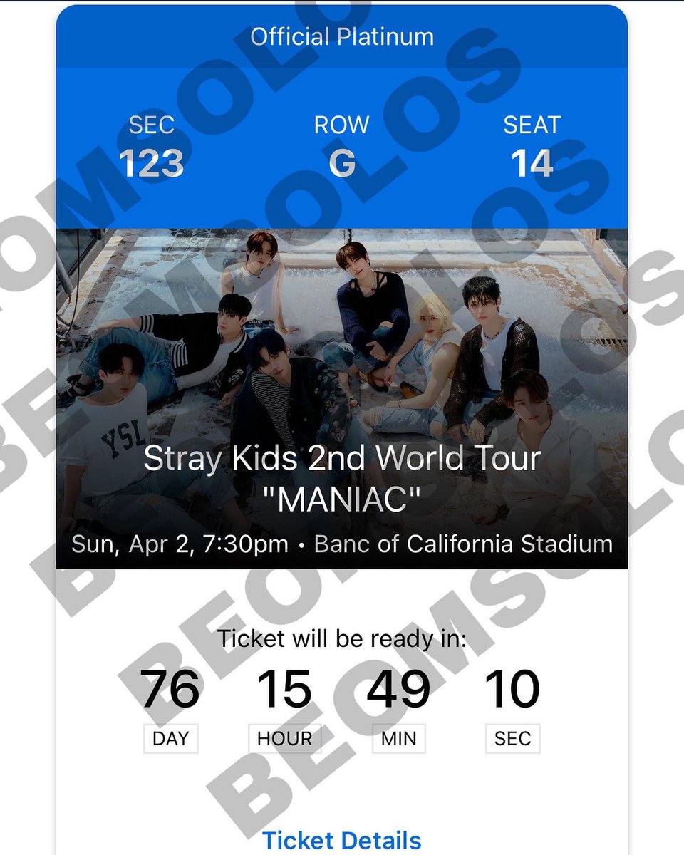 fcncyu's tweet photo. ✨WTS SKZ/ Stray Kids Encore LA 4/2✨

📍section 123 Row G Seat 14
• 1 tickets 
• video call for transaction/transfer
• can show any proofs if needed and can call and facetime if needed just really need gone!
selling for face value!

#StrayKids_2ndWorldTour_MANIAC_ENCORE https://t.co/jug1ydjQDn