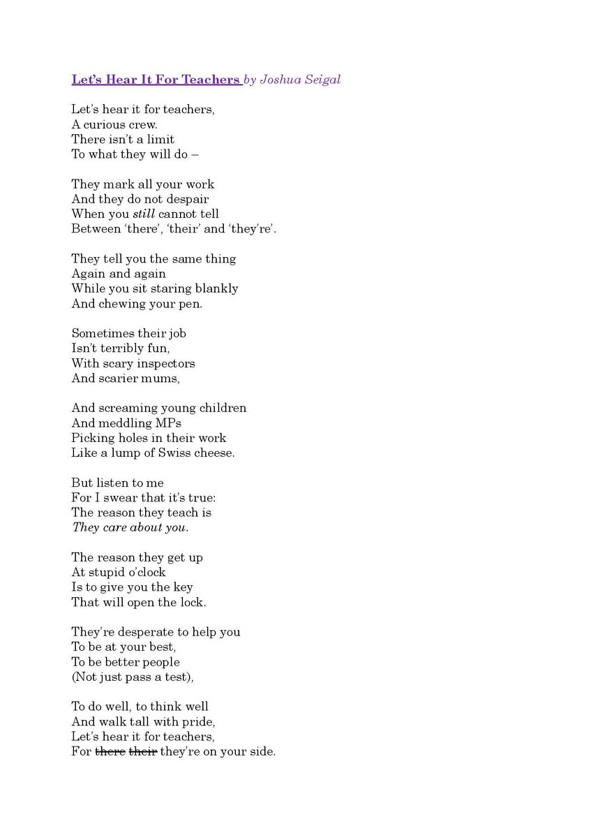 Whether your striking or not - Let’s hear it for the teachers . 🤫 negative press . Poem <a href="/joshuaseigal/">Joshua Seigal - 'YAPPING AWAY' out now!</a> . #TeacherStrike #teacher5oclockclub