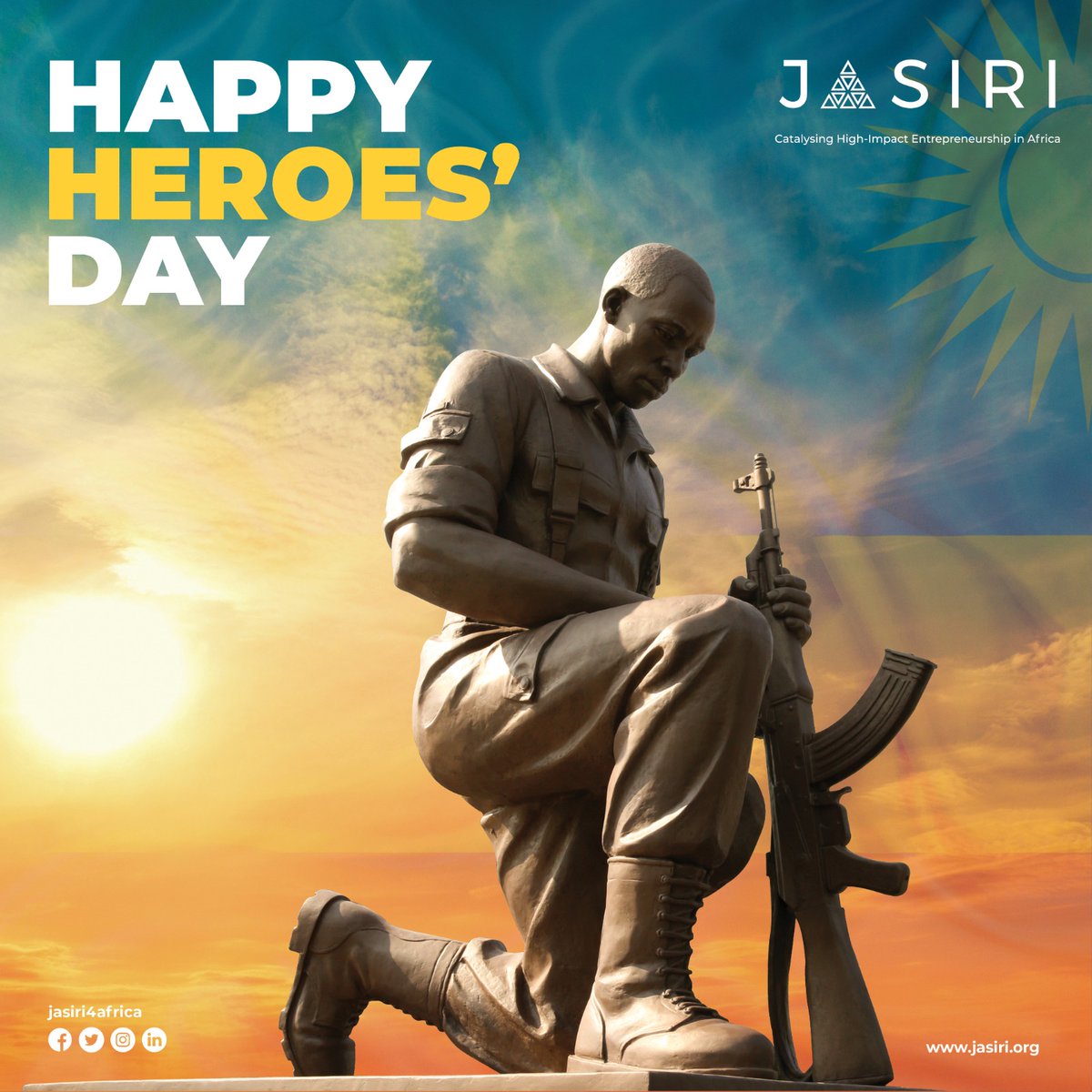 Jasiri4Africa's tweet photo. Happy Heroes Day Rwanda🇷🇼. On this day, as we celebrate the courage and selflessness demonstrated by our National Heroes✊🏾, let us all be inspired to make our country proud with our good deeds💙💛💚 https://t.co/EpdQaiEbm3