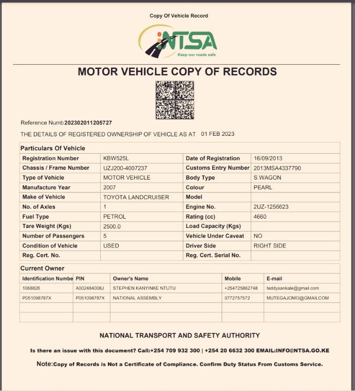 ItsMutai's tweet photo. @ledamalekina @OleNtutuK Hon @ledamalekina. Sijui kama umekunywa Bhangi this early morning. This car belongs to Ntutu. Here is @ntsa_kenya logbook.

FYI you own a LEXUS that you imported from South Africa and THREE YEARS now you have not paid stamp duty. @KRACare should come for you

HYPOCRITE. Pay TAXES https://t.co/GDzZeiqBFf