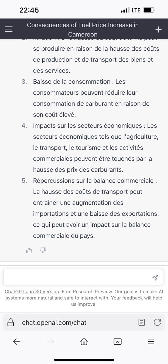 Question posée à ChatGPT et réponse obtenue