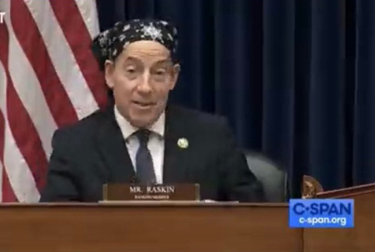 Jamie Raskin is currently undergoing chemo because he has cancer. He's wearing a cap because the chemo is making his hair fall out. Kevin McCarthy is trying to make him remove the head covering while he's on the House floor because cruelty is always the point with these assholes.