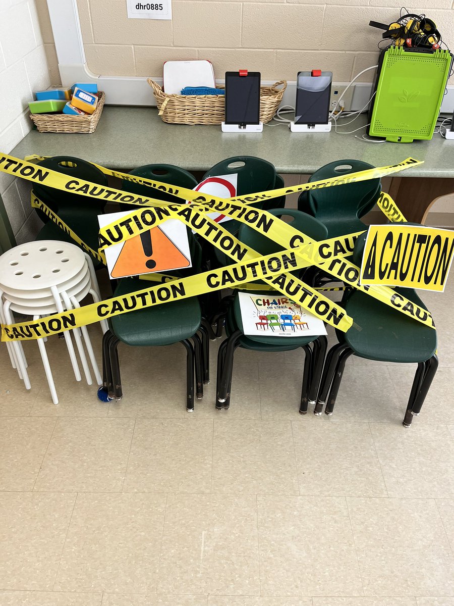 MsEllisM's tweet photo. ⚠️Tomorrow morning our chairs are on strike! Students will have to write a persuasive writing piece to convince them to come back to work. Looking forward to seeing their reaction in the morning⚠️ https://t.co/h0b6EFfUoz