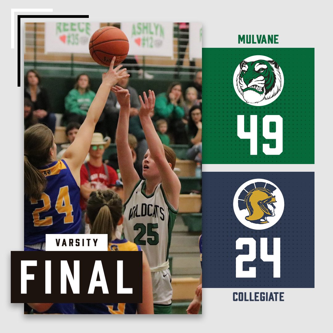 MulvaneSports's tweet photo. 🏀 Final for the Lady Wildcats! That’s two in a row for the girls against the Spartans. 

Teagan Garrison - 13 points
Madison Phipps - 13 points
Madison Shaw - 10 points

@MulvaneGBB @scoresinkansas @centralks_hoops @VypeKS https://t.co/ilvH8p7VGW