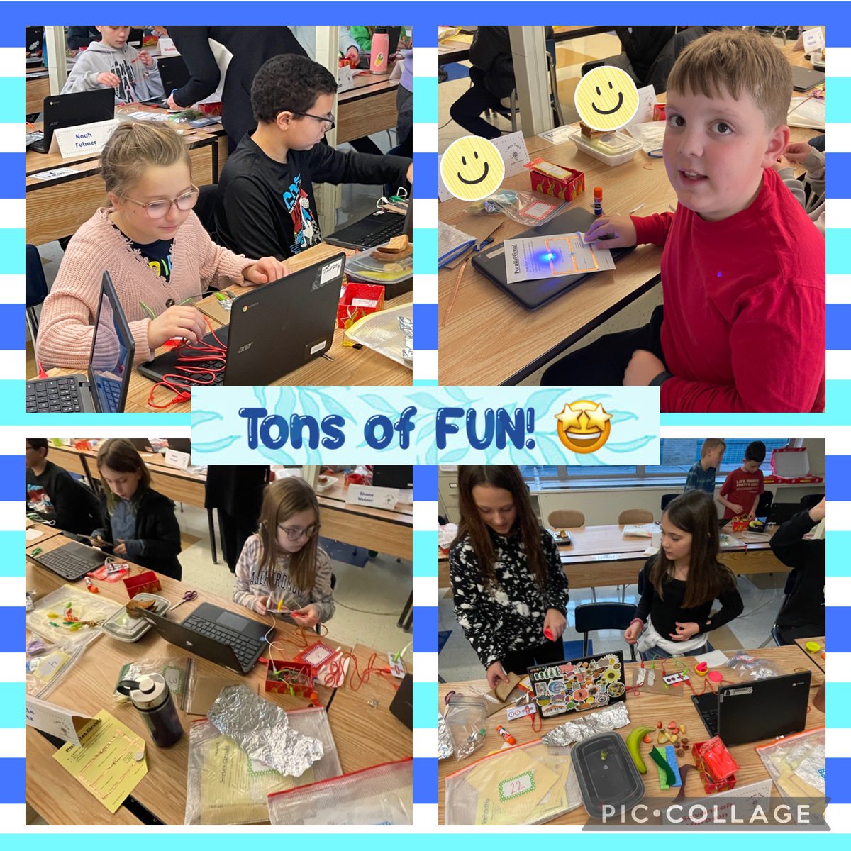NASDTechCoach's tweet photo. Exploring conductors & insulators with @makeymakey & paper parallel circuits @nasdgeorgewolf #TinkerTank. It was great to have @m_schoeneberger & her graduate #STEAM cohort join us today. #kkidslearn #kkidpride #STEM #PAstem https://t.co/t4eEgCdCHg