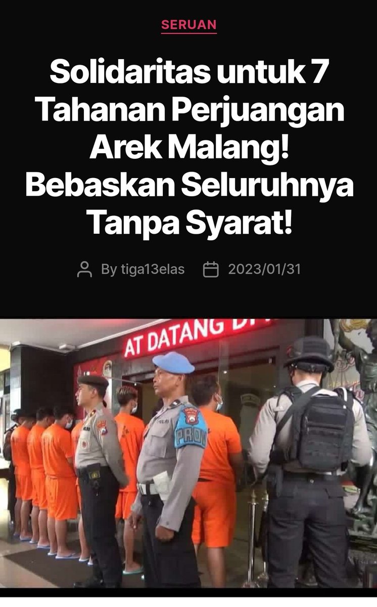 + Mereka memperjuangkan keadilan bagi para korban Tragedi Kanjuruhan, tapi mereka dibungkam. Kami bersolidaritas dengan mereka. #UsutTuntasTragediKanjuruhan komunikearemania.noblogs.org/post/2023/01/3…