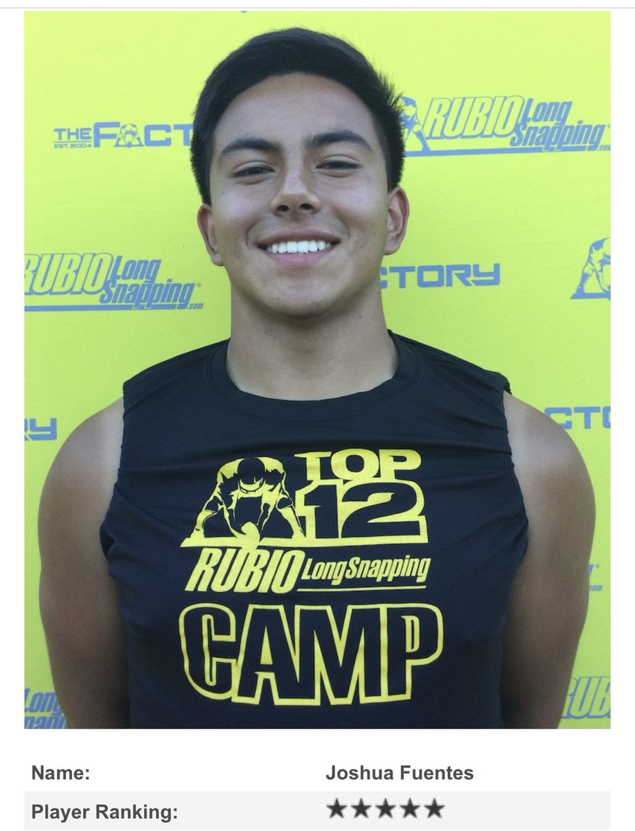 _JoshuaFuentes's tweet photo. After an amazing Vegas camp, I am proud to say I have earned a 5th⭐️ as a Rubio Long Snapper! Thank you to @TheChrisRubio for the amazing review and everyone who has supported me along the way. @coachgolds_ @JaimeMorenoOHS @latsondheimer @12thmanOHS https://t.co/vINbeYGIS1