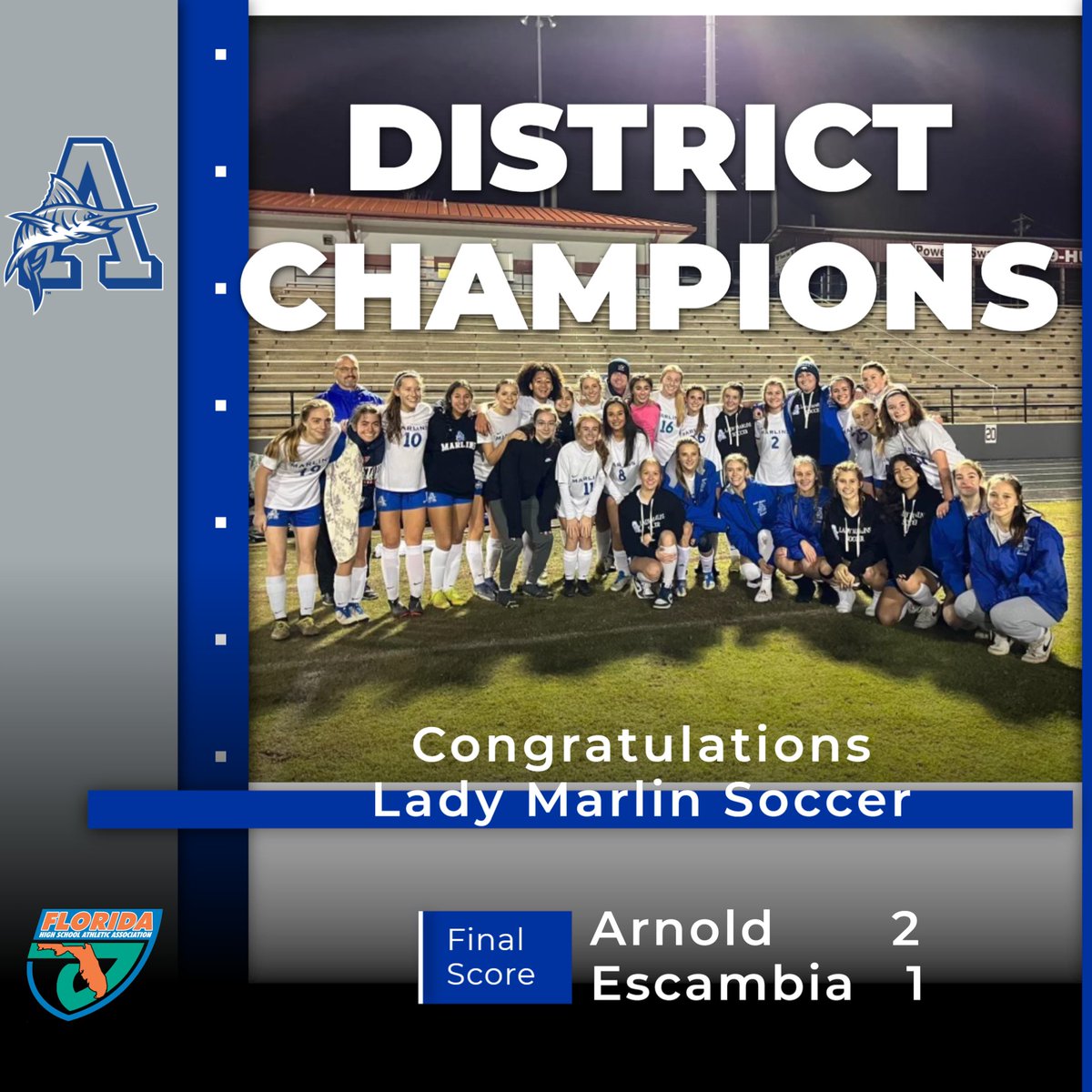 Congratulations Lady Marlin Soccer! They are your 2023 District Champions!  Way to #GoMarlins