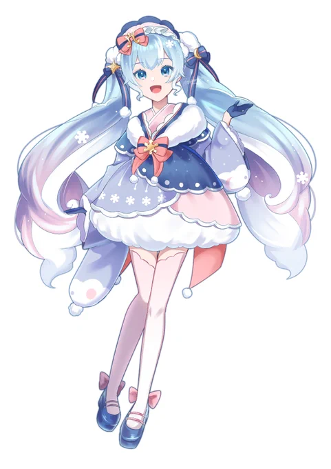 縁田ゆうさんの雪ミクさん!ぱっと明るい笑顔に元気を貰えるホー°˖☆◝(⁰▿⁰)◜☆˖°【】 #piapro #雪ミク 
