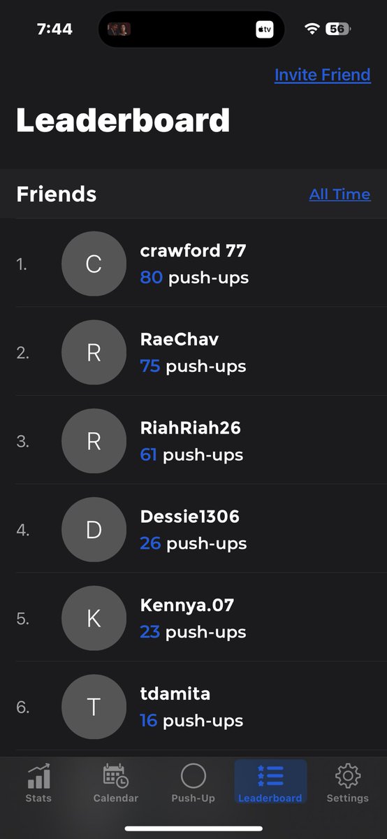 Started a push up competition with students today via Apple Game Center. Refuse to let them win.