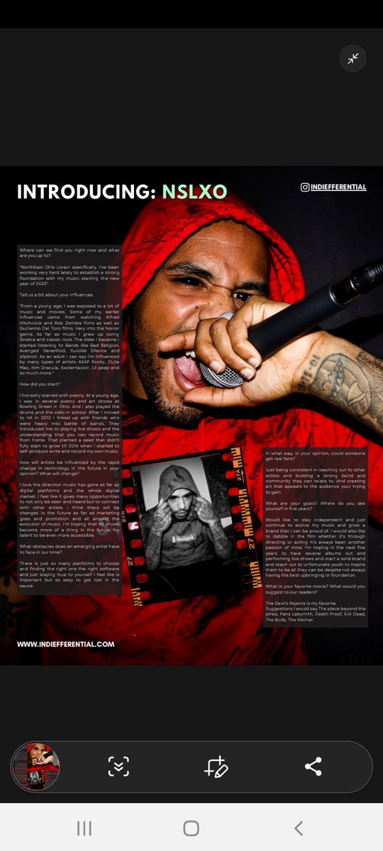First time being featured in a magazine!🤘🔥😎 Shout out to <a href="/indiefferential/">Indiefferential</a> for the opportunity to be apart of January's issue! This came out super clean! #NSLXO
 #independentartist #magazine #magazinefeature #highlight #bigmoment #musicartist #musician