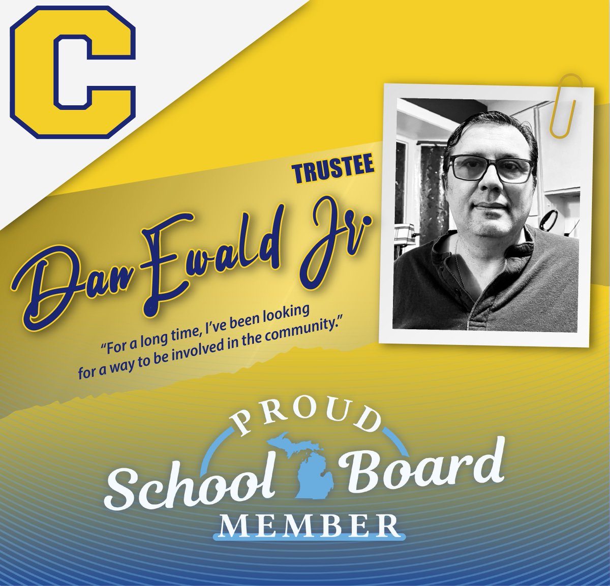 January is School Board Recognition Month! Lastly, we would like to highlight Dan Ewald Jr., CPS Board Trustee, who started his service this month. Thank you, Dan, for joining this incredible team &amp; we look forward to your future on the board. We appreciate you! #WeAreCPS