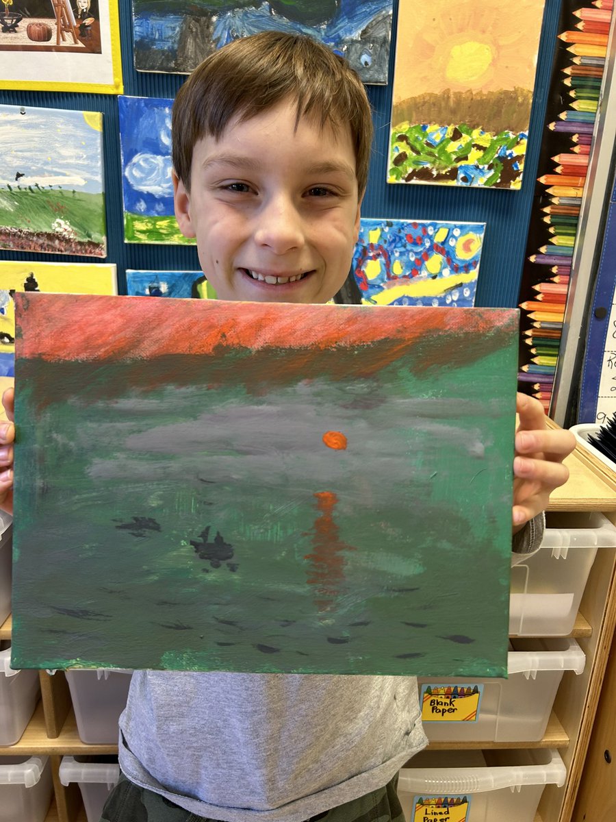 lesliejfoster's tweet photo. My Gr 3 students painted wonderful replicas of Monet's works of art with their own personal flare 🥰 🎨 @CoronationPS @DDSBSchools #art #Monet https://t.co/f7QA2EREIQ
