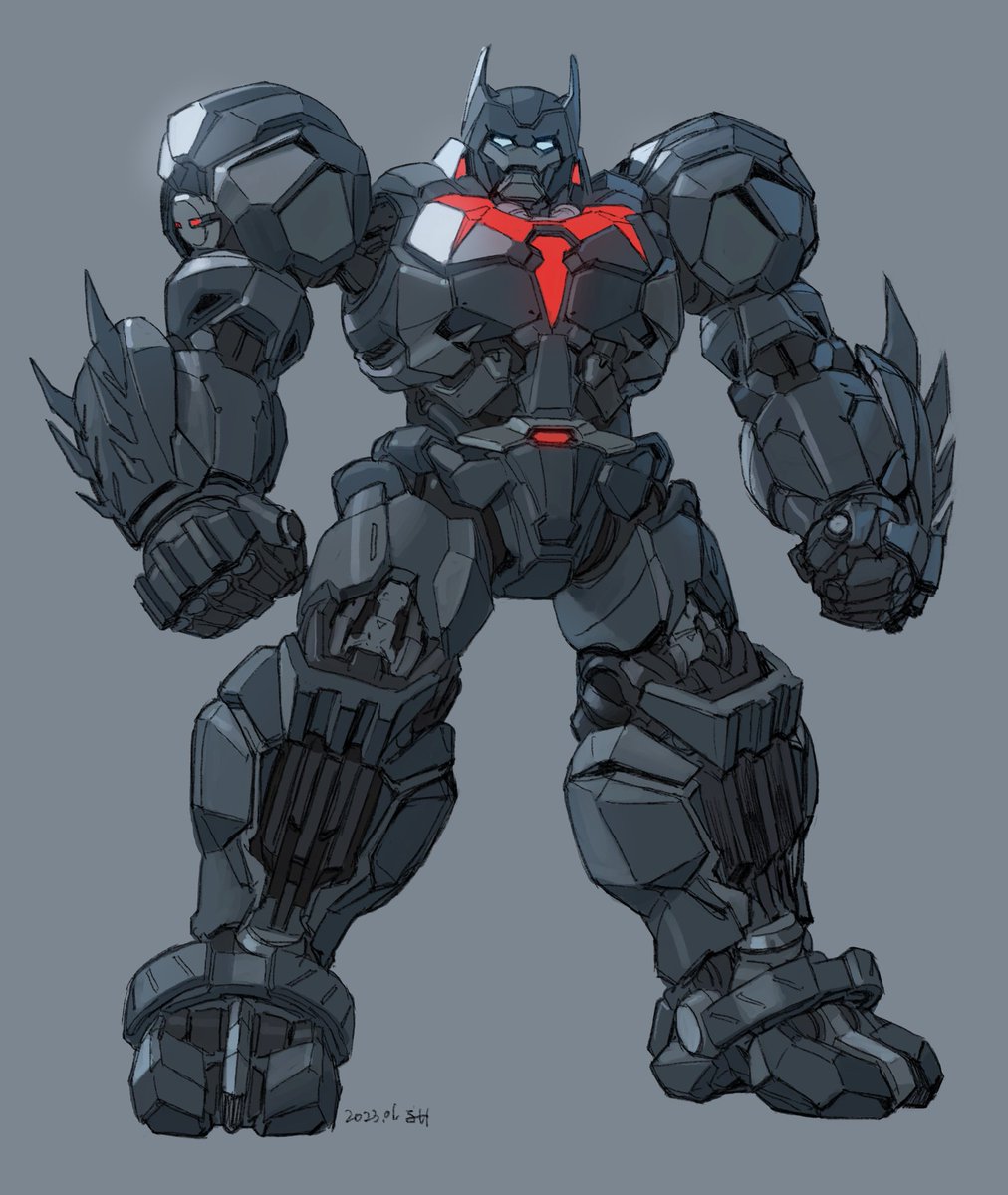 mecha robot no humans solo grey background clenched hands science fiction  illustration images