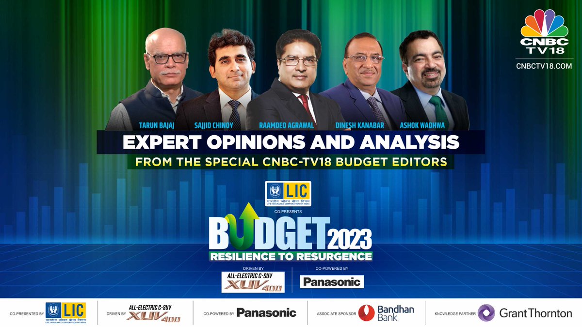 CNBCTV18News's tweet photo. Watch CNBC-TV18 Budget Editors decode the fine print of #UnionBudget2023, on India's #Budget Headquarters
@CNBCTV18Live @ShereenBhan #BudgetWithCNBCTV18 #ResilienceToResurgence #CountdownToBudget #Unionbudget https://t.co/UVMfZowtHq
