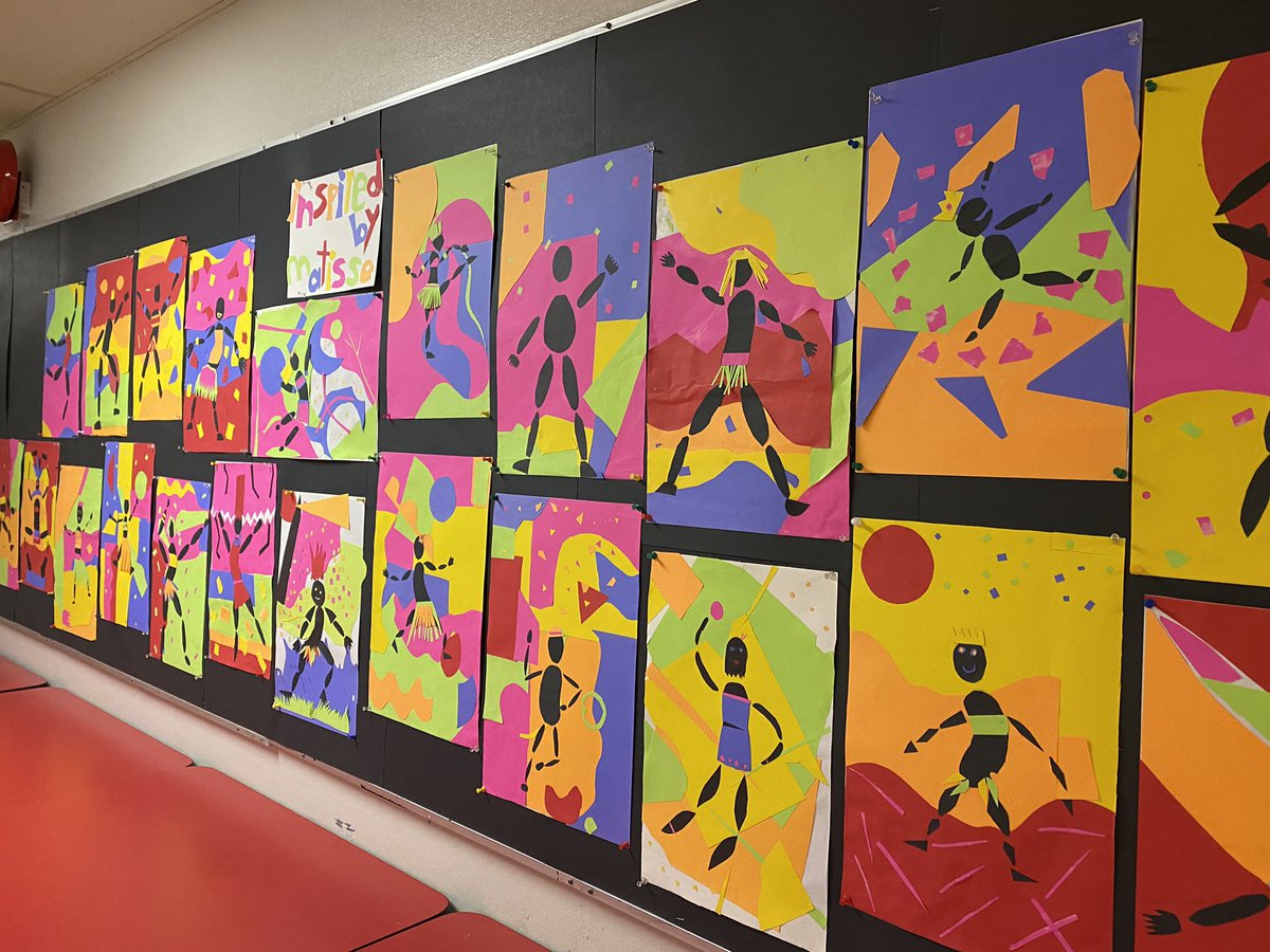 ConfederationP2's tweet photo. Matisse inspired works by division one. #movementinart #beautifulhallways #matisse @burnabyschools @BurnabyBill @KathrynYamamoto https://t.co/0ws9KH7CIa