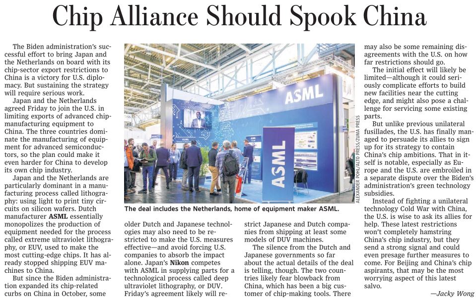 untuk ngerem china membuat chip, asml dan jepang (nikon, dll) dilarang jual alat2 pembuat chip ke china cc bro <a href="/Ronnie_Rusli/">Ronnie H. Rusli. MS. PhD.</a>