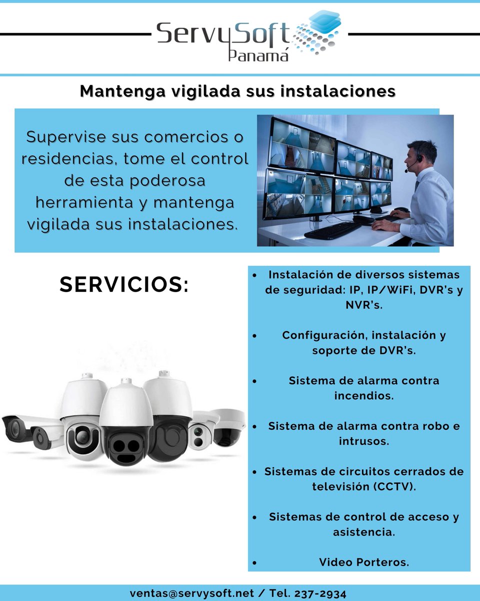 Servysoftpanama's tweet image. Mantenga vigilada sus instalaciones. Sistema de videovigilancia
